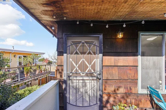 a view of a garden with a bench