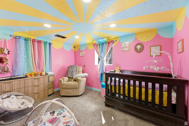 2323 North 720 West Clinton, UT 84015 - Photo 16 of 34 Carpeted bedroom featuring a crib and recessed lighting