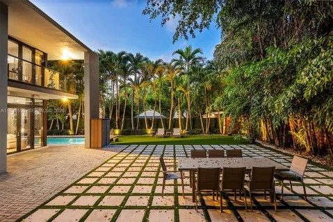 a view of swimming pool with a yard