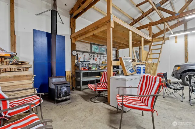 a room with furniture and a chandelier