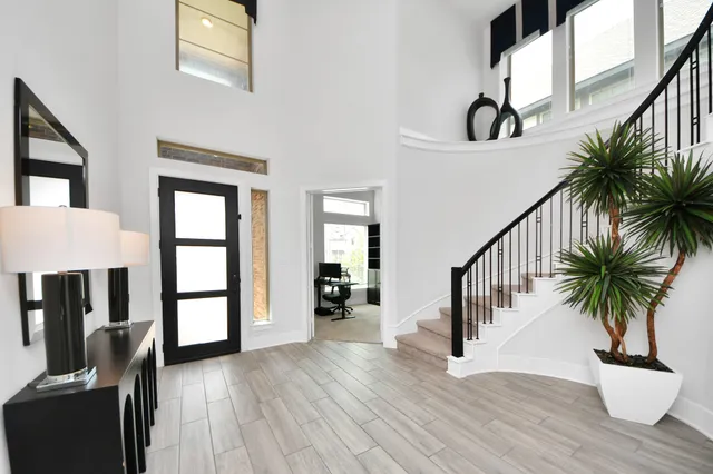 a workspace with furniture and a window