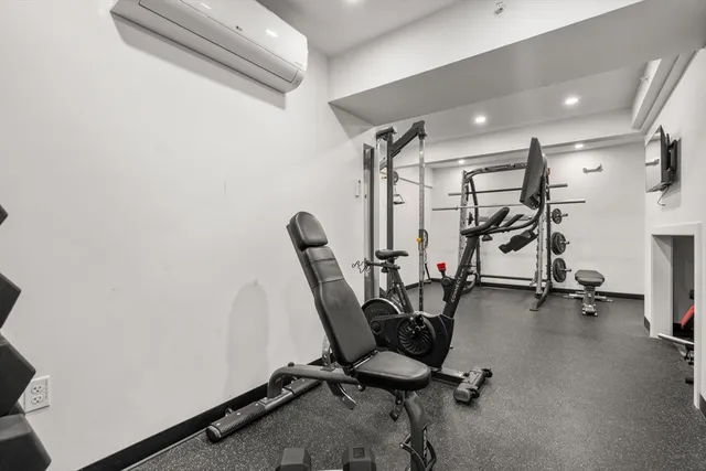 a view of a room with gym equipment