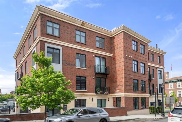 a front view of a multi story building