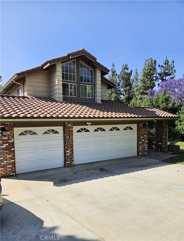 front view of a house with a garage