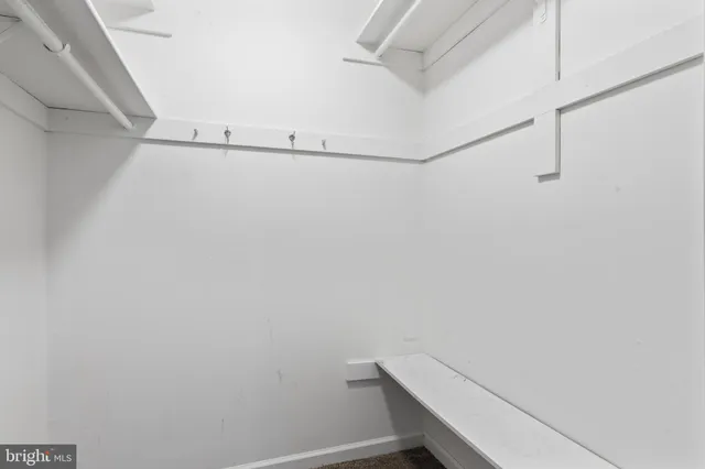 a view of small space with empty racks