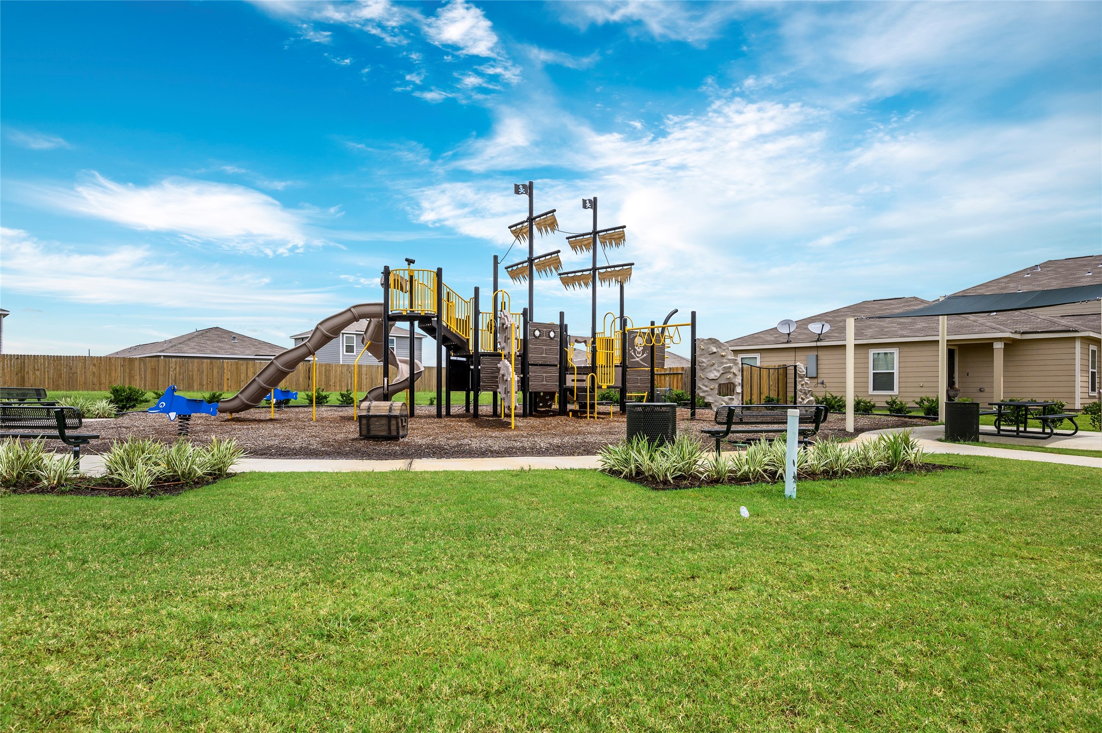 5819 Golden Cove Road Cove, TX 77523 - Photo 17 of 19 a view of a house with backyard porch and sitting area