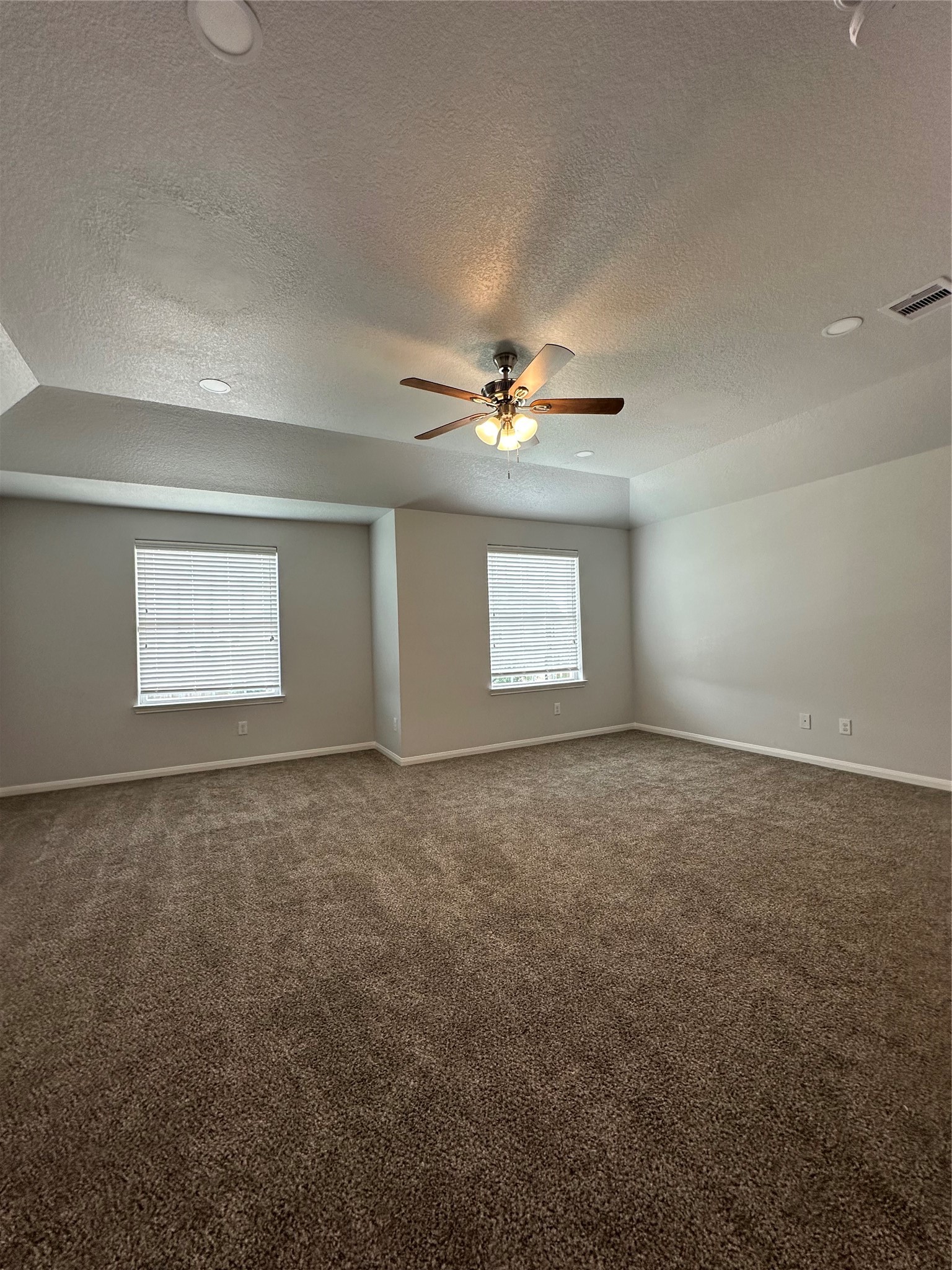 5819 Golden Cove Road Cove, TX 77523 - Photo 8 of 19 en empty room with windows and chandelier fan