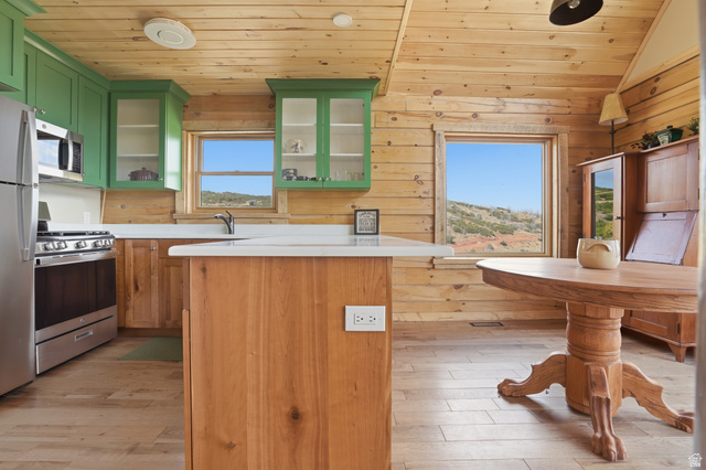 20 Q Puma Road Fairview, UT 84629 - Photo 6 of 27 Kitchen featuring light wood-finish flooring and solid wood walls