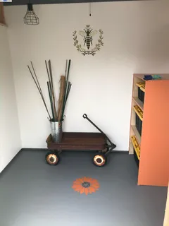 an aerial view of a house with a swimming pool