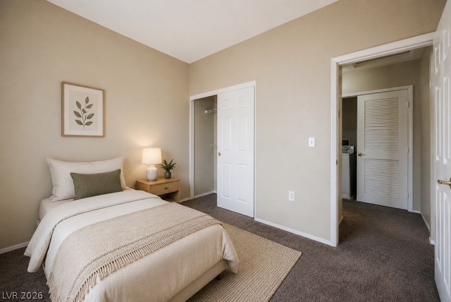 6320 Snap Ridge Street, Unit 201 North Las Vegas, NV 89081 - Photo 10 of 56 This cozy bedroom features a practical closet, offering comfort and convenience.