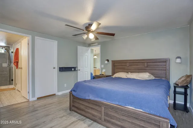 a workspace with furniture and wooden floor