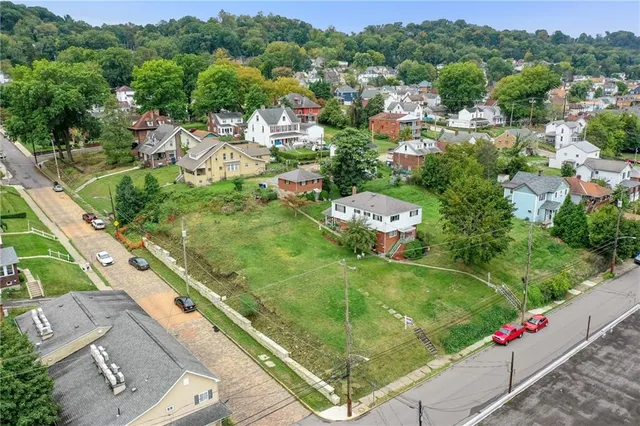 a view of a garden with a flower garden
