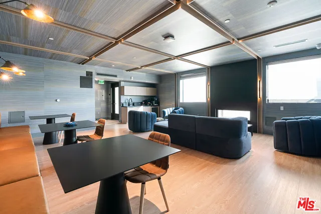 a view of a table and chairs in a room