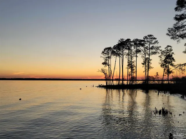a view of a lake with a mountain in the background