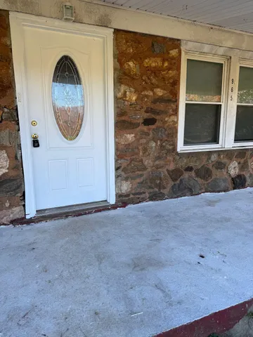 a front view of a house with window
