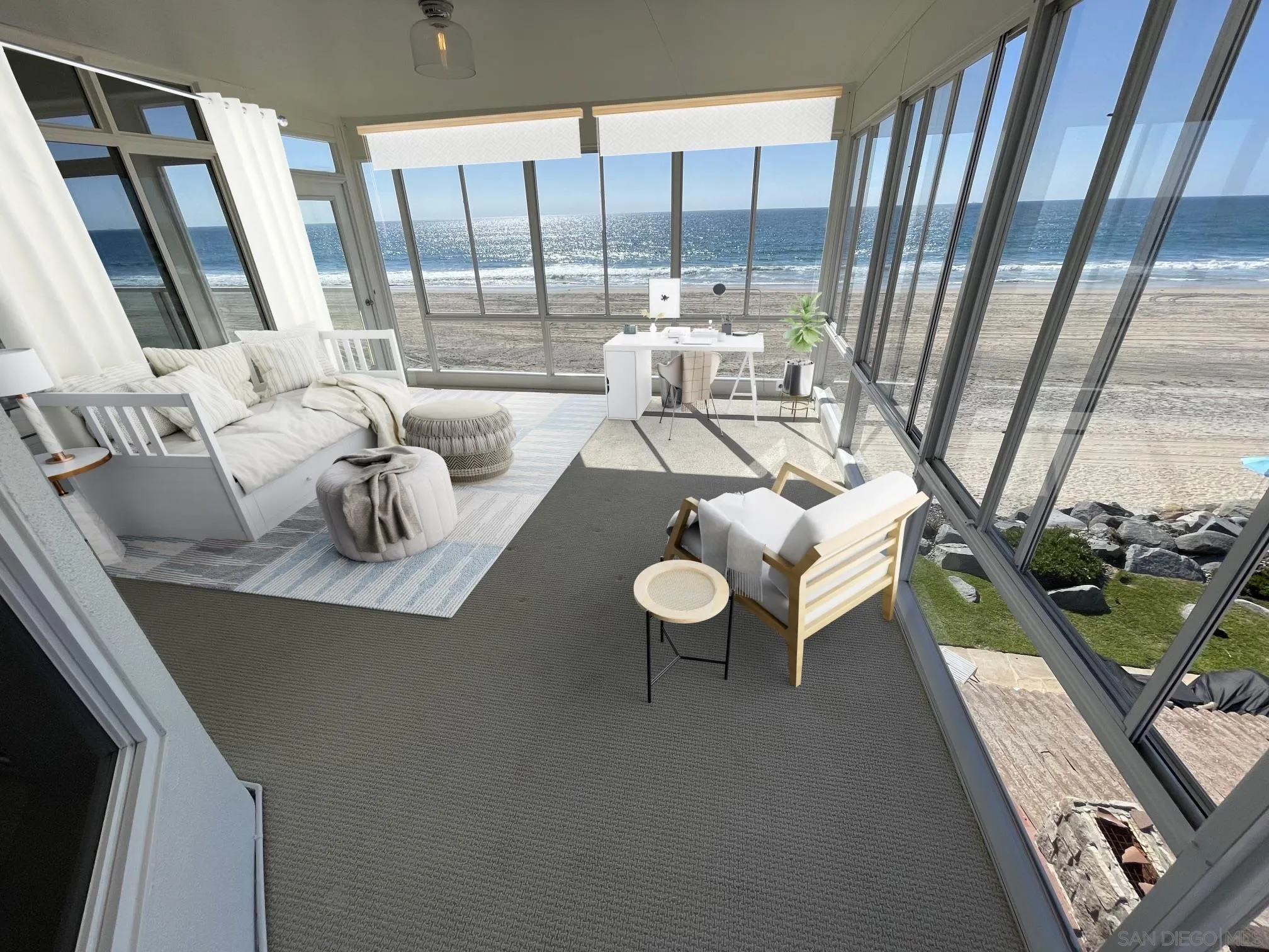 1206 Seacoast Drive, Unit C Imperial Beach, CA 91932 - Photo 27 of 32 a living room with furniture and a floor to ceiling window