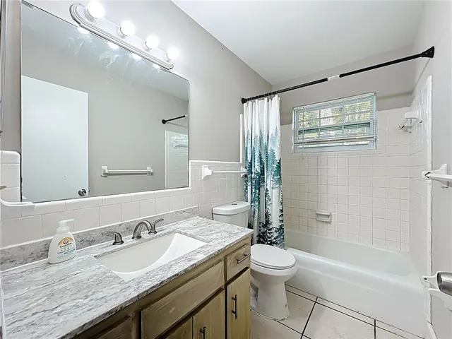 an aerial view of a swimming pool