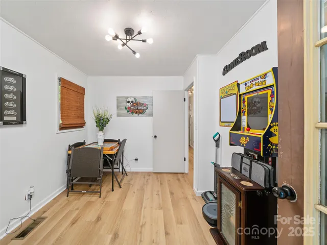 a workspace with furniture and window