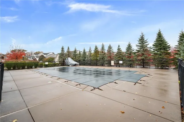 a view of a park with a slide