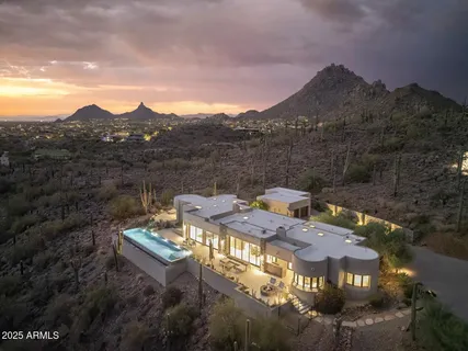 a view of a city with mountain