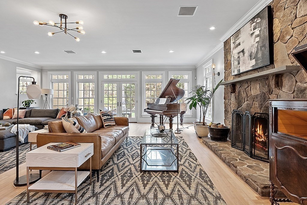 75 Oxbow Road Concord, MA 01742 - Photo 8 of 41 a living room with fireplace furniture and a fireplace