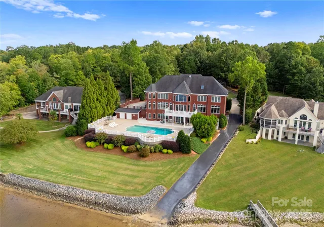 a view of a lake with a city