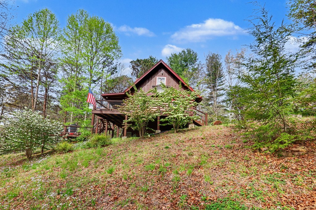 4609 Matheson Road Hiawassee, GA 30546 - Photo 46 of 57 a view of a wooden house with a yard and plants