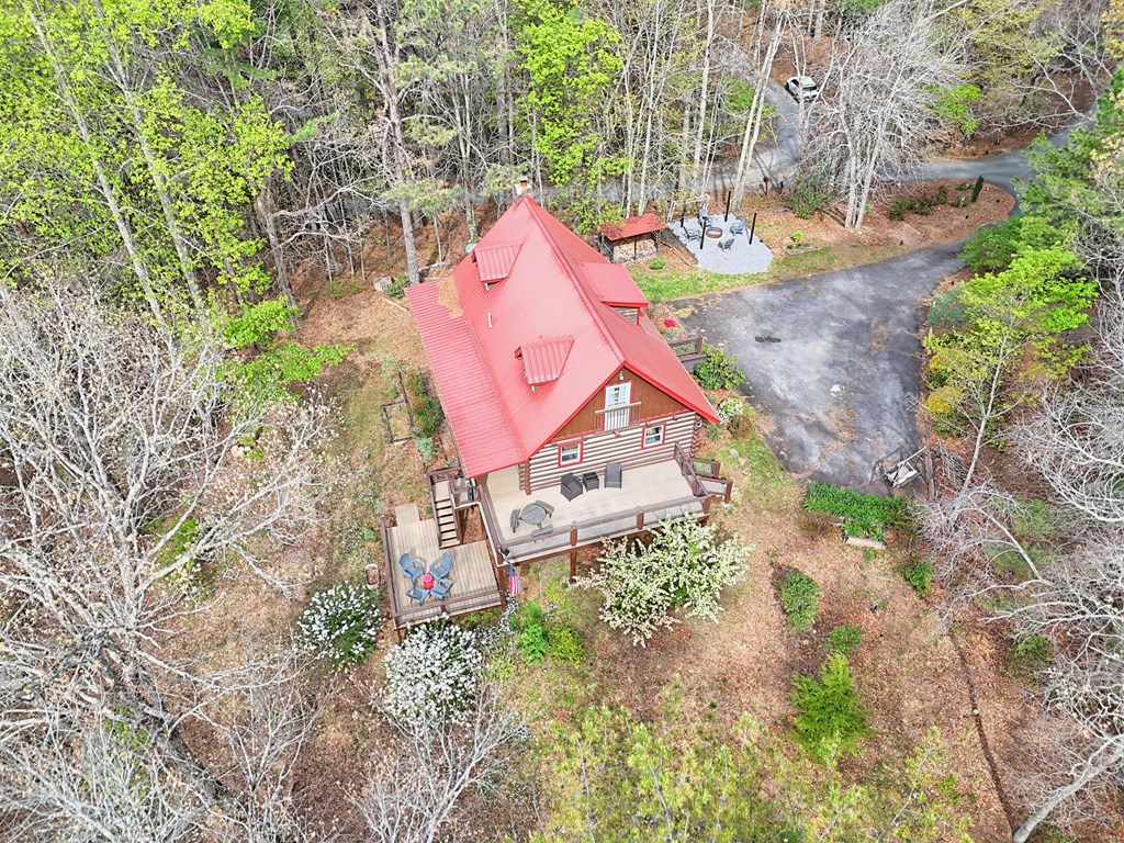 4609 Matheson Road Hiawassee, GA 30546 - Photo 52 of 57 an aerial view of a house with a yard and large trees