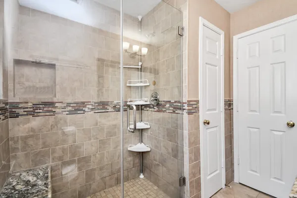 a bathroom with a shower