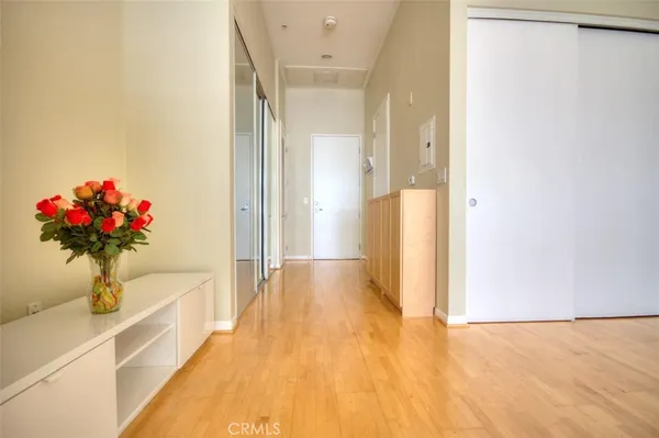 a view of a bathroom with a bathtub