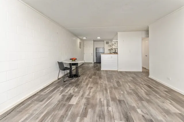 a workspace with wooden floor