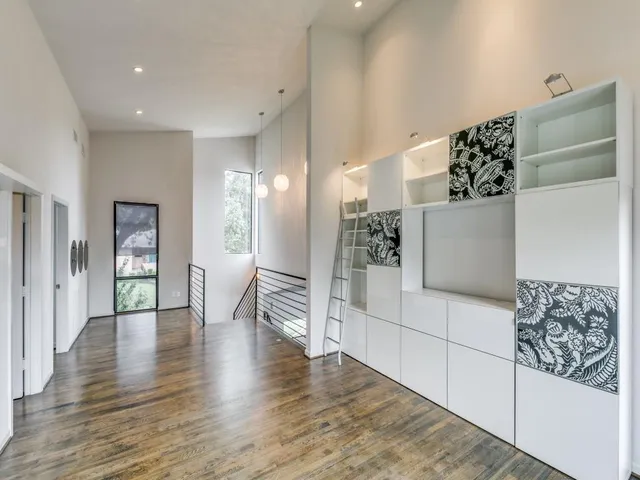 a porch with seating space