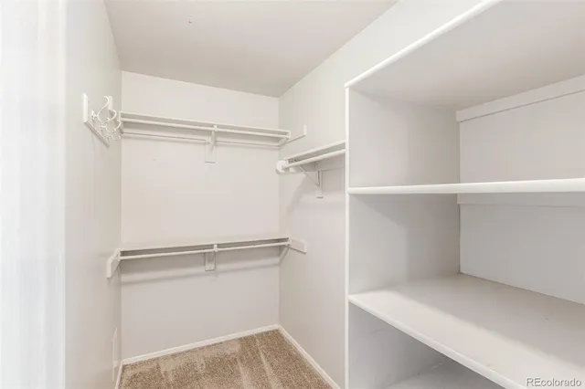 a view of an empty walk in closet