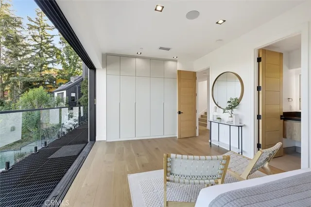 a view of a balcony with an outdoor space