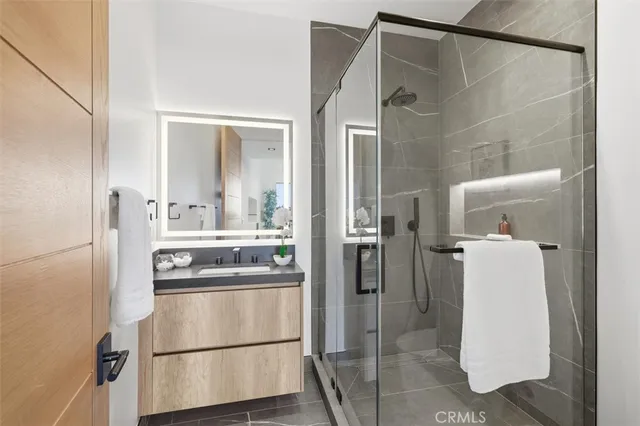 a view of a swimming pool with a couch