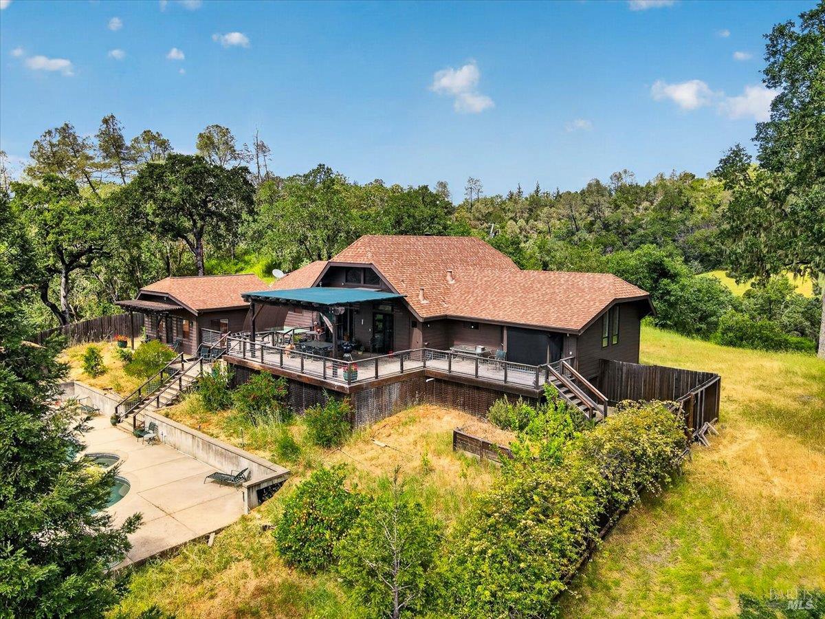 23881 Walling Road Geyserville, CA 95441 - Photo 38 of 40 an aerial view of a house with swimming pool patio and outdoor seating