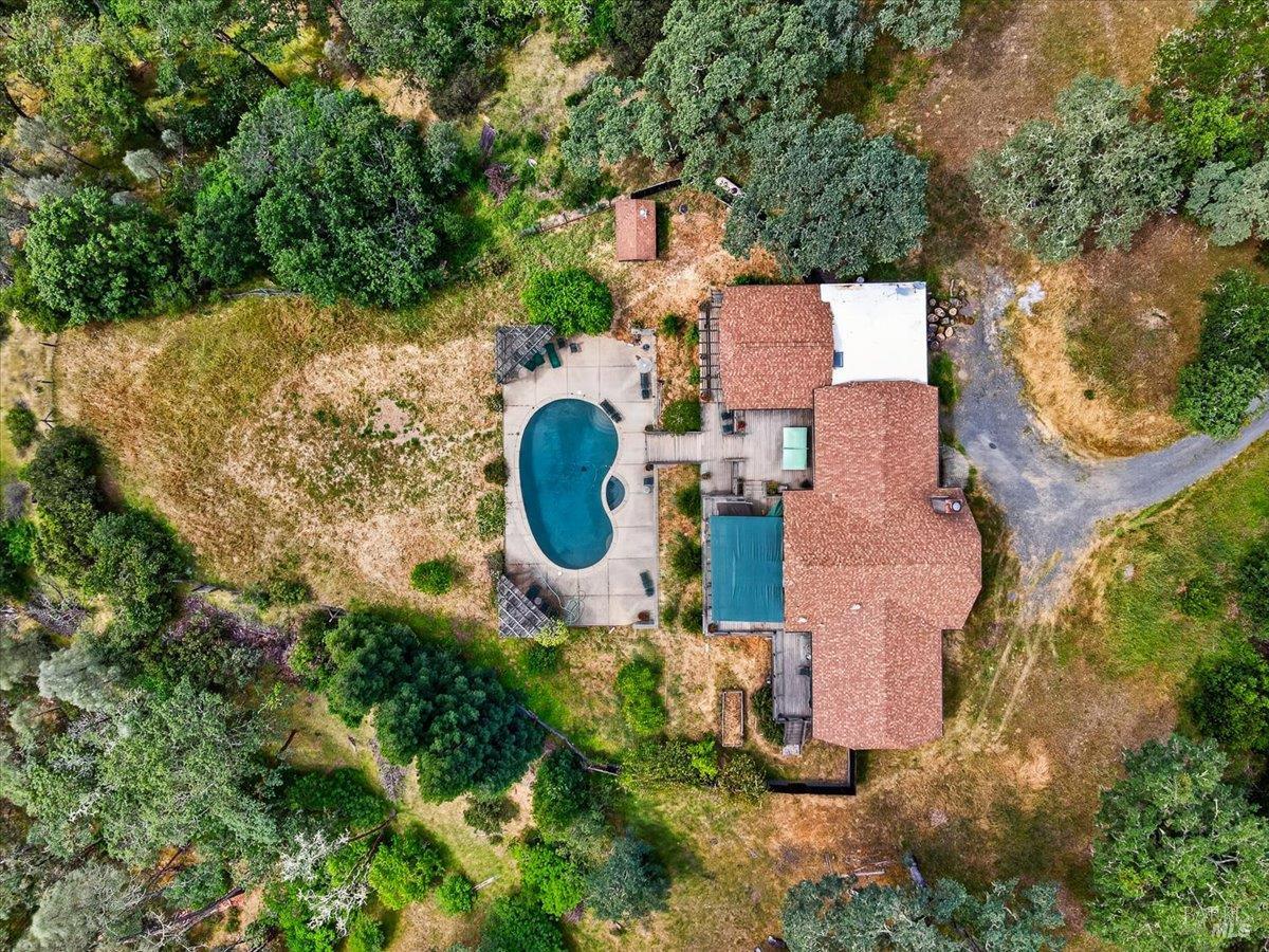 23881 Walling Road Geyserville, CA 95441 - Photo 39 of 40 an aerial view of a house with a swimming pool