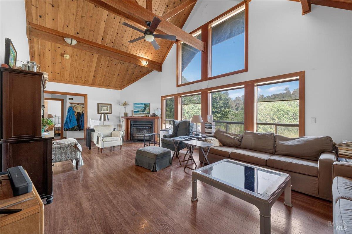 23881 Walling Road Geyserville, CA 95441 - Photo 6 of 40 a living room with furniture a fireplace and wooden floor