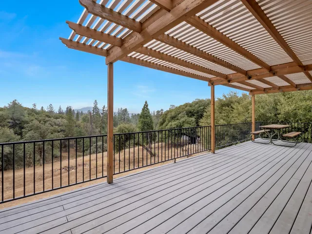 a view of a wooden deck