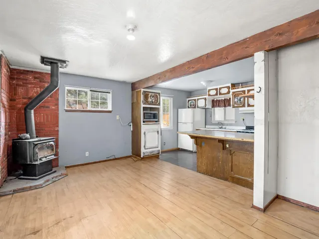 a view of kitchen and windows