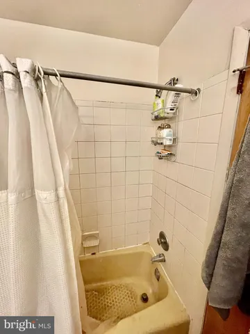 a bathroom with a shower and a bath tub