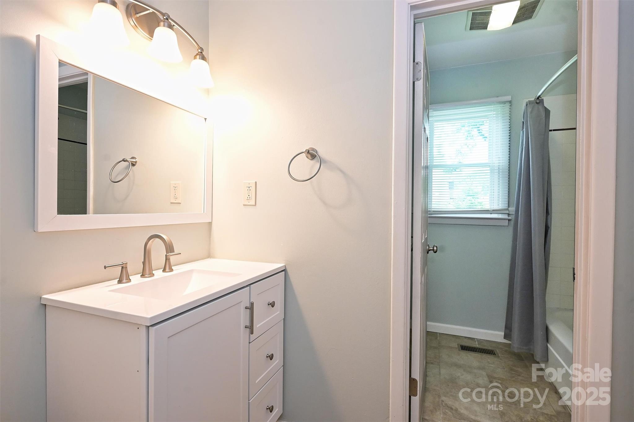 3729 Woodleaf Road Charlotte, NC 28205 - Photo 13 of 23 a bathroom with a sink and a mirror
