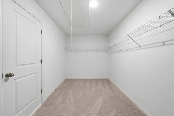 a view of a room with racks on the wall