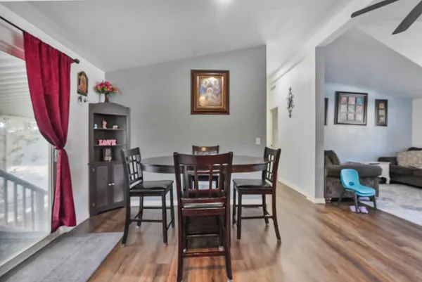 a view of a bike garage with furniture