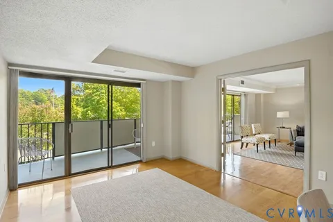 a living room with a large window