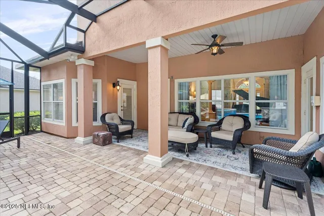 an aerial view of a house