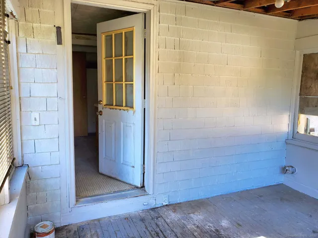 a view of wooden door