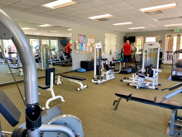 a view of a room with gym equipment