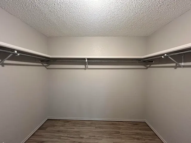 a view of an empty walk in closet