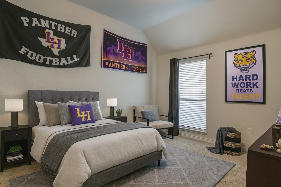 541 Cortona Lane Georgetown, TX 78628 - Photo 14 of 19 a bedroom with a bed and a chair